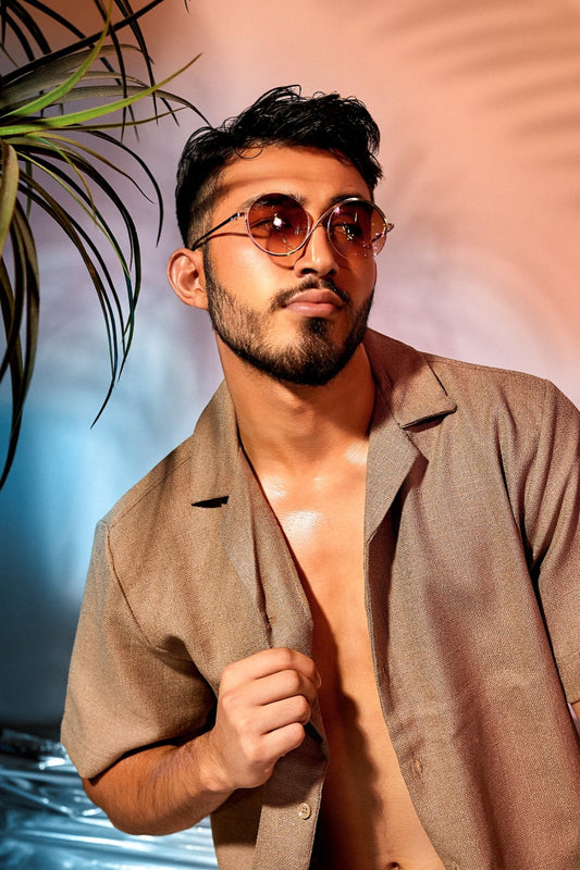 Tequila sunrise - Gold Round Sunglasses