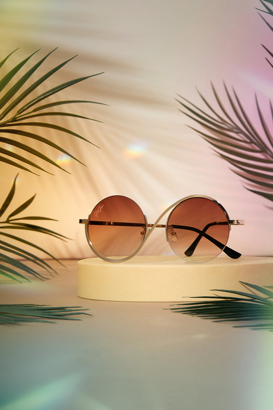 Tequila sunrise - Gold Round Sunglasses